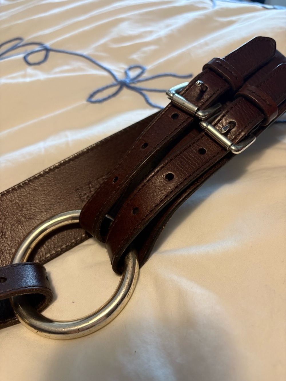 Vintage Ralph Lauren brown leather belt with silver hardware